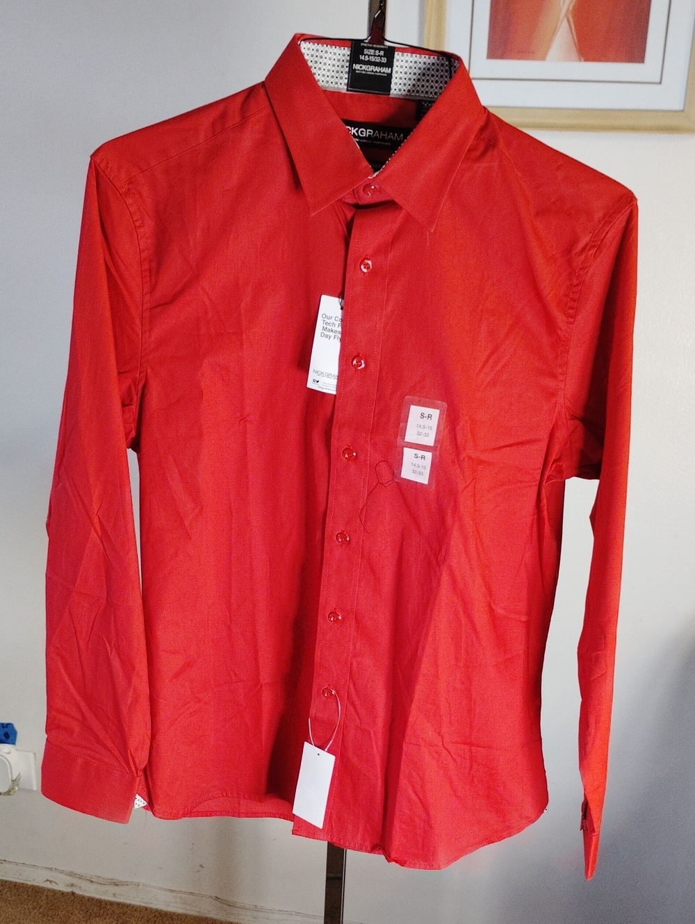 NickGraham Men's Red Dress Shirt - Slim Fit